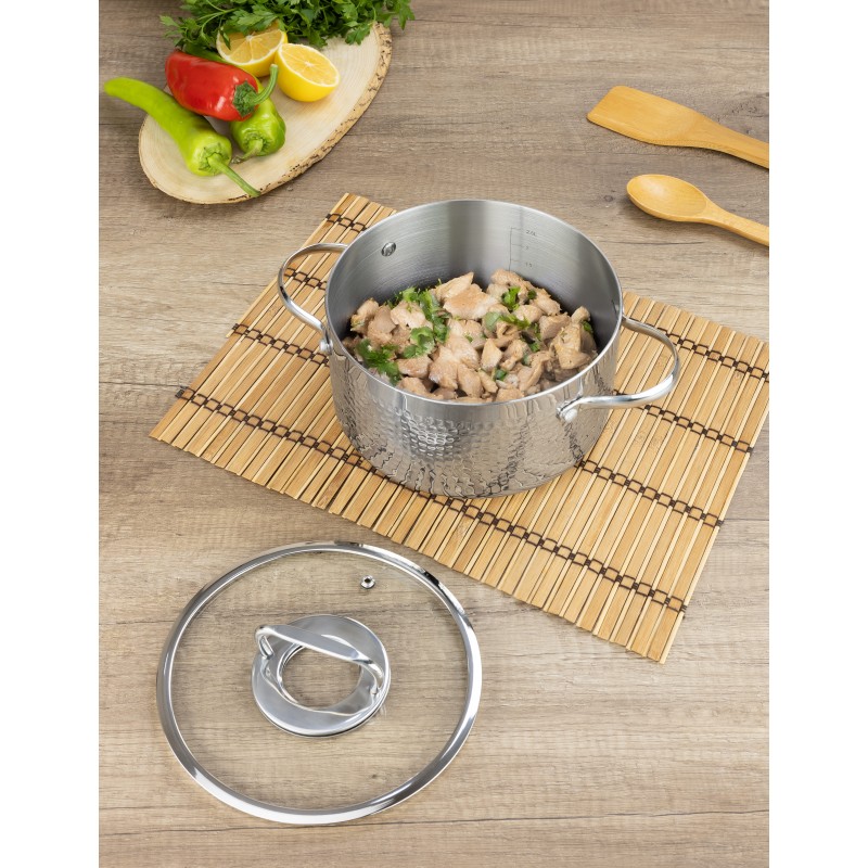 Cratita din inox Zilan ZLN1313, 2.5L, Diametru 20 cm, Manere nituite, Compatibil gaz, inductie  electric, Compatibil masina de spalat vase