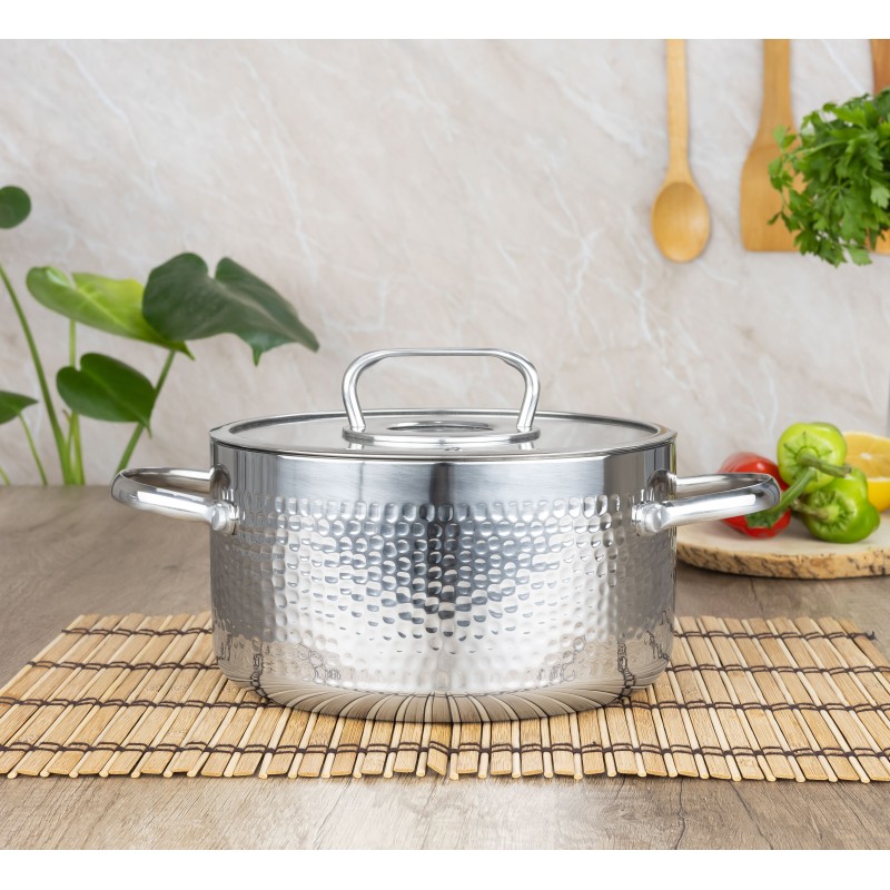 Cratita din inox Zilan ZLN1313, 2.5L, Diametru 20 cm, Manere nituite, Compatibil gaz, inductie  electric, Compatibil masina de spalat vase