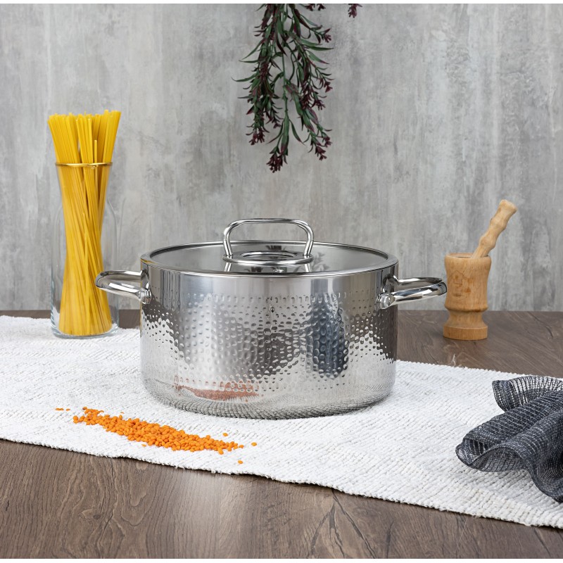 Cratita din inox Zilan ZLN1320, 4.5L, Diametru 24 cm, Manere nituite, Compatibil gaz, inductie  electric, Compatibil masina de spalat vase