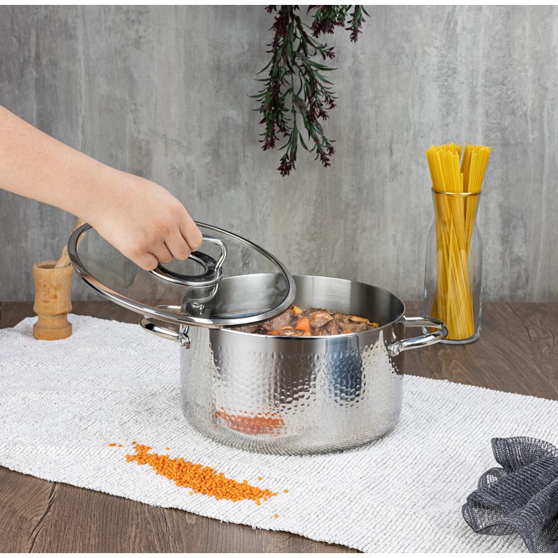 Cratita din inox Zilan ZLN1320, 4.5L, Diametru 24 cm, Manere nituite, Compatibil gaz, inductie  electric, Compatibil masina de spalat vase