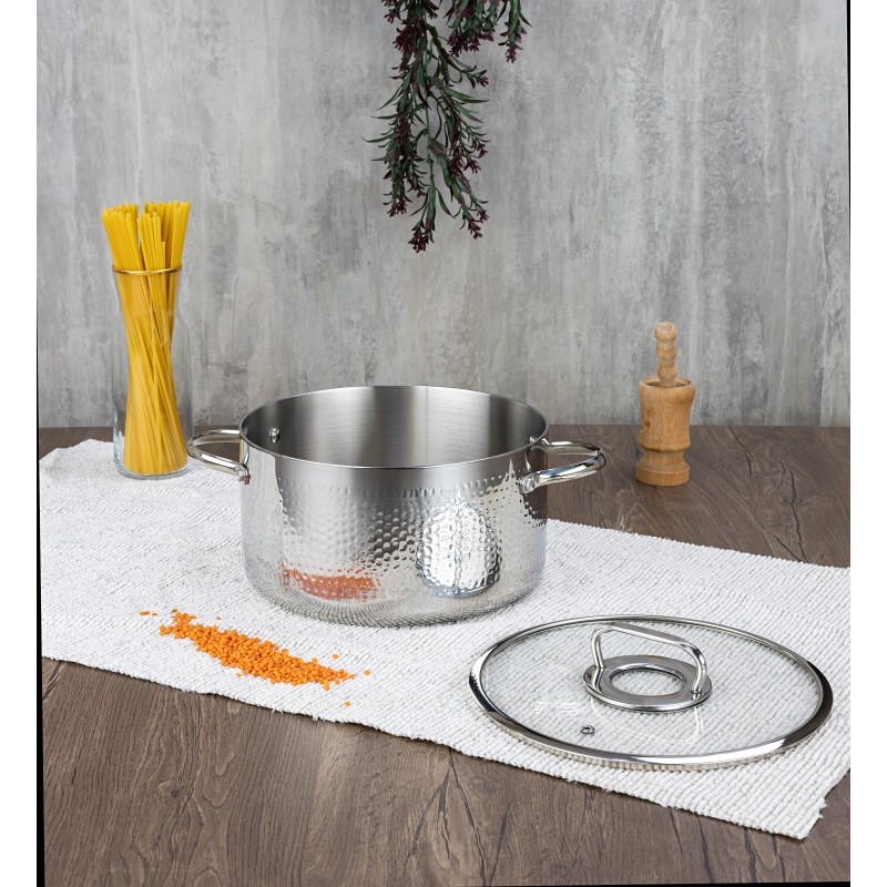 Cratita din inox Zilan ZLN1320, 4.5L, Diametru 24 cm, Manere nituite, Compatibil gaz, inductie  electric, Compatibil masina de spalat vase