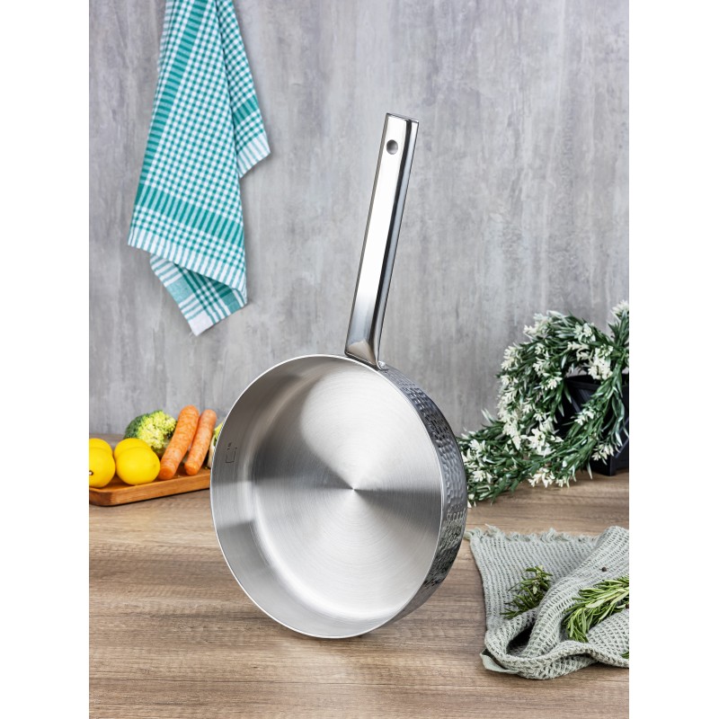 Tigaie inalta Zilan ZLN1337 din otel inoxidabil, 1.5L, Diametru 24 cm, Maner nituit, Maner din inox