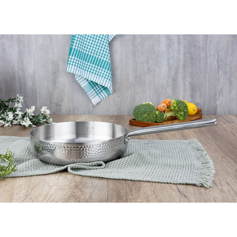 Tigaie inalta Zilan ZLN1337 din otel inoxidabil, 1.5L, Diametru 24 cm, Maner nituit, Maner din inox