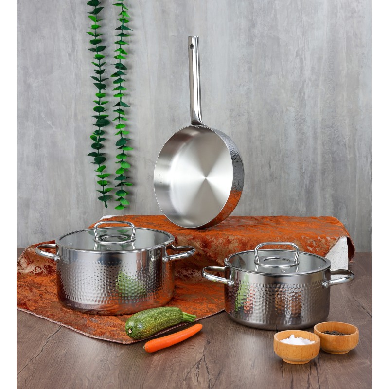 Tigaie inalta Zilan ZLN1337 din otel inoxidabil, 1.5L, Diametru 24 cm, Maner nituit, Maner din inox