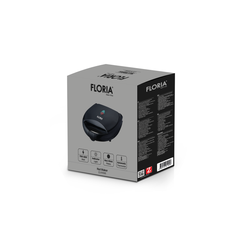 Aparat pentru preparat nuci Floria ZLN1696, 12 jumatati sau 6 nuci intregi, Indicator luminos, Incalzire rapida, Termostat automat, 800W