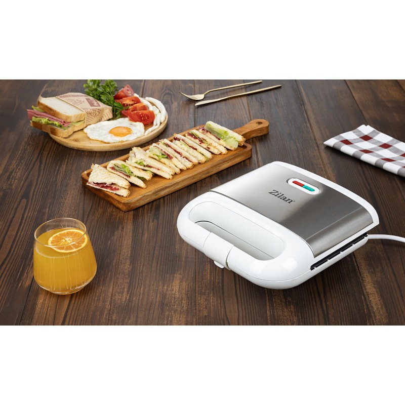 Aparat pentru facut sandwich Zilan ZLN1689, Termostat automat, Indicator luminos, Protectie supraincalzire, Picioruse antiderapante, 800W