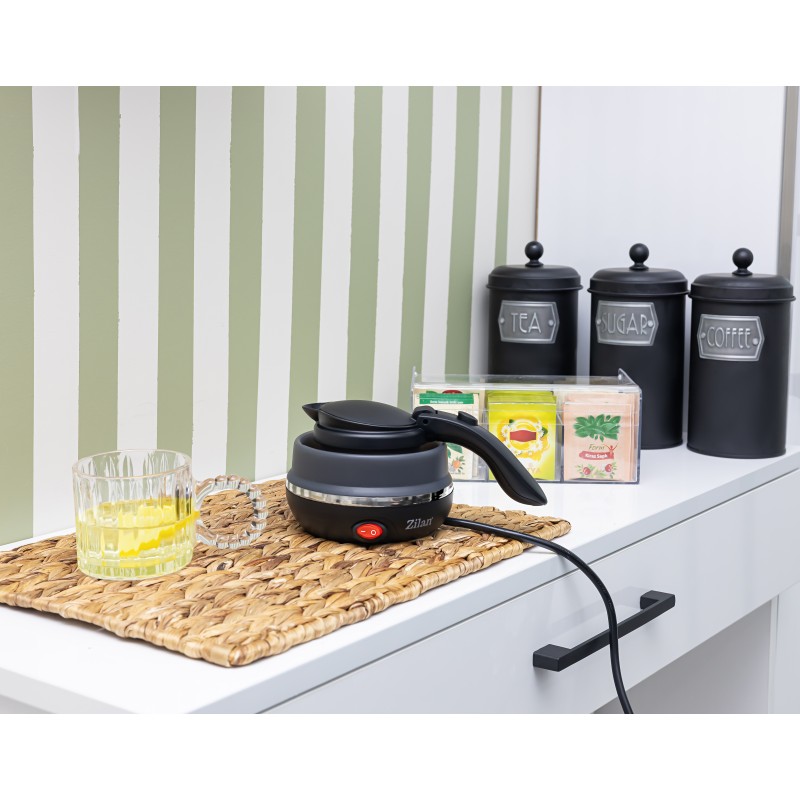 Fierbator pliabil Zilan ZLN1986 pentru voiaj, Putere 750W, Capacitate 0.5L, Protectie la supraincalzire, Baza din inox si carcasa din silicon durabil