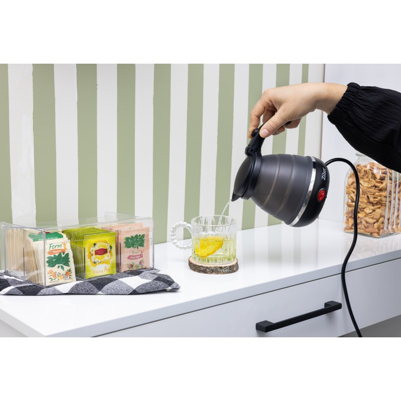Fierbator pliabil Zilan ZLN1986 pentru voiaj, Putere 750W, Capacitate 0.5L, Protectie la supraincalzire, Baza din inox si carcasa din silicon durabil