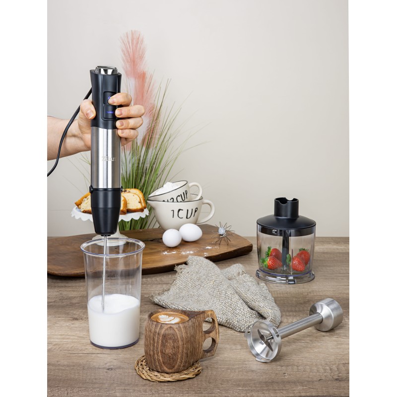 Mixer vertical 5 in 1 Zilan ZLN3939, Putere 1200W, 12 trepte de viteza, Functie Turbo, Afisaj digital, Inox