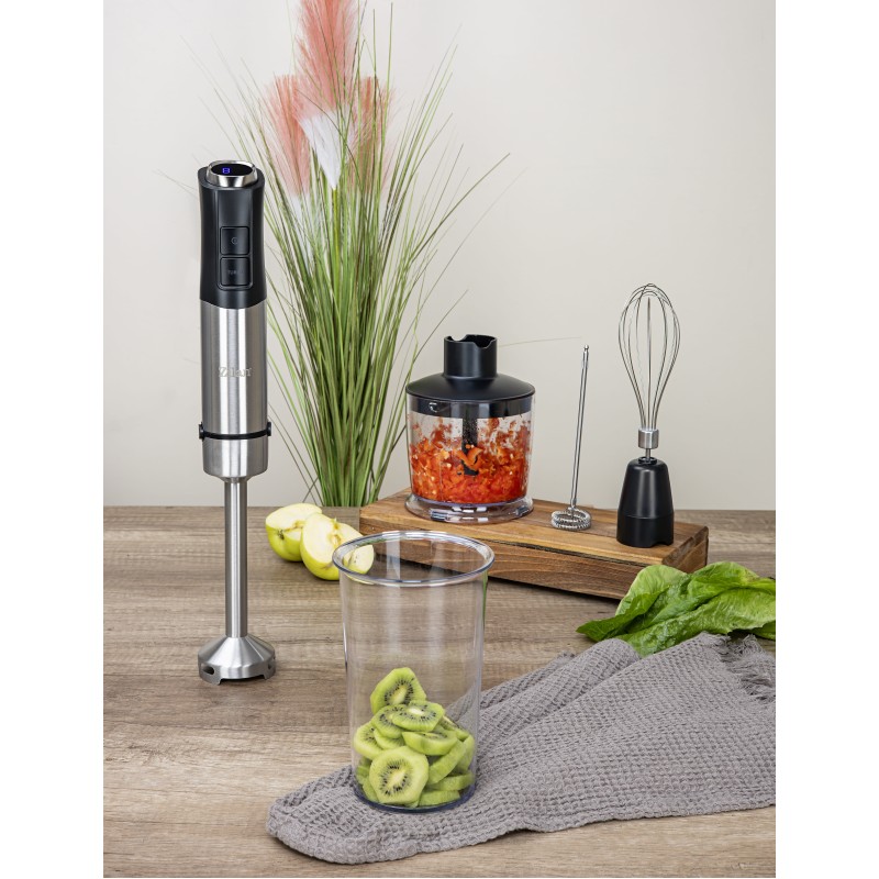 Mixer vertical 5 in 1 Zilan ZLN3939, Putere 1200W, 12 trepte de viteza, Functie Turbo, Afisaj digital, Inox