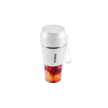 Blender portabil Floria ZLN1720 pentru suc reincarcabil, Capacitate 300 ml, Putere 50W, Lame din otel inoxidabil, Alb