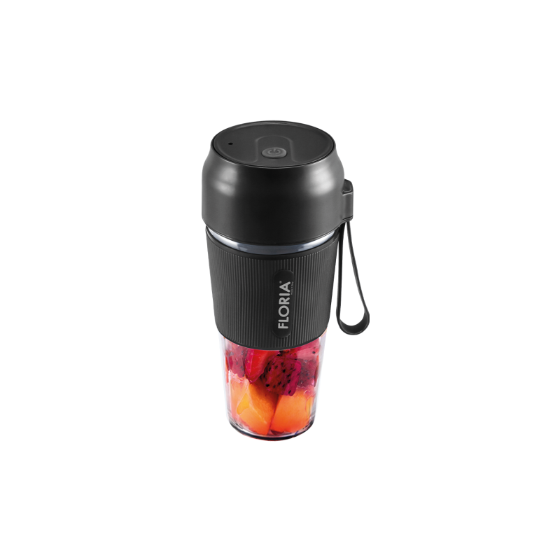 Blender portabil Floria ZLN1719 pentru suc reincarcabil, Capacitate 300 ml, Putere 50W, Lame din otel inoxidabil, Negru