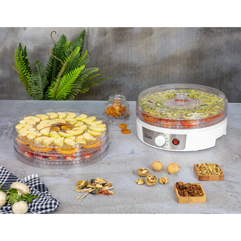 Deshidrator alimente Zilan ZLN2037, Putere 250W, Temperatura maxima 70° C, ALB