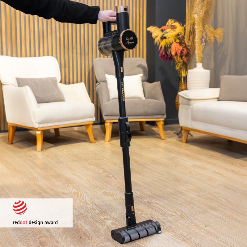 Aspirator vertical Zilan ZLN3099 Aurum, Putere 220W, Capacitate 350ml, Baterie 2500mAh, 6 trepte de viteza, Tub pliabil