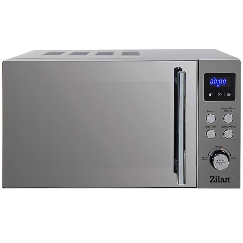 Cuptor cu microunde digital Zilan ZLN1238, Putere 700W, Capacitate 20L, Functie de dezghetare, Panou din inox, Afisaj digital