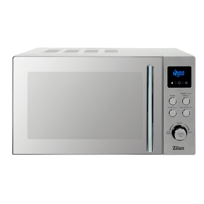 Cuptor cu microunde digital Zilan ZLN1238, Putere 700W, Capacitate 20L, Functie de dezghetare, Panou din inox, Afisaj digital