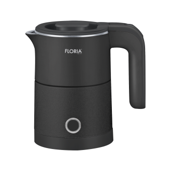 Fierbator electric Floria ZLN1733, Capacitate 500ml, Putere 1000W, Pereti dublii, Inox, Negru
