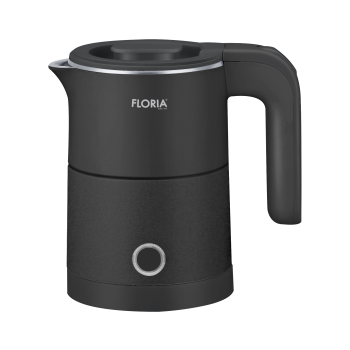 Fierbator electric Floria ZLN1733, Capacitate 500ml, Putere 1000W, Pereti dublii, Inox, Negru