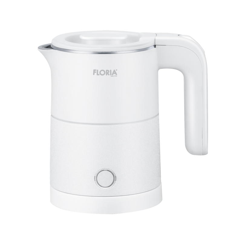 Fierbator electric Floria ZLN1735, Capacitate 500ml, Putere 1000W, Pereti dublii, Inox, Alb
