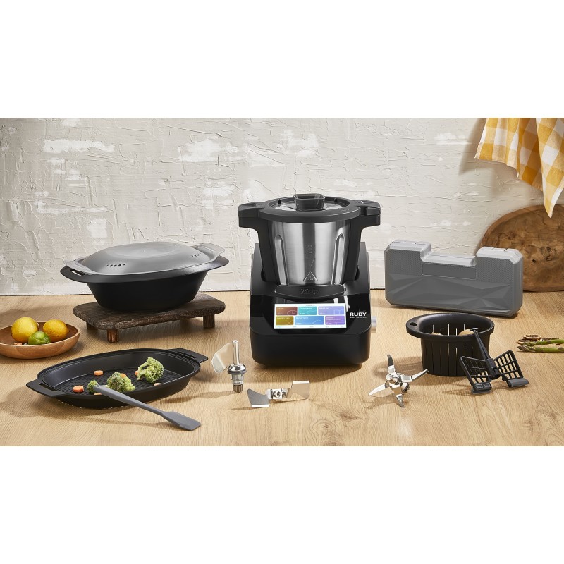 Robot de bucatarie Zilan ZLN9341 RUBY multifunctional Thermorobot, 1700W, 4.7L, Ecran color TFT cu touchscreen de 7 inch, 18 Functii, WiFi, Aplicatie mobila