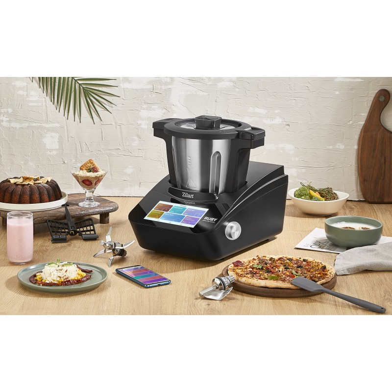 Robot de bucatarie Zilan ZLN9341 RUBY multifunctional Thermorobot, 1700W, 4.7L, Ecran color TFT cu touchscreen de 7 inch, 18 Functii, WiFi, Aplicatie mobila