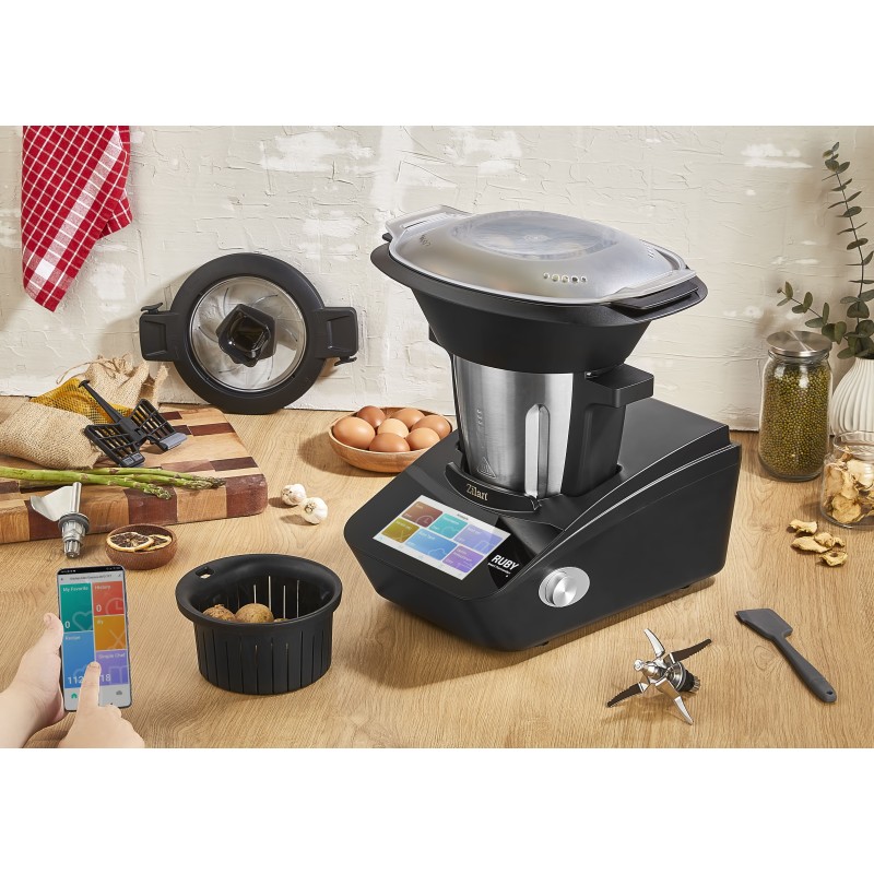 Robot de bucatarie Zilan ZLN9341 RUBY multifunctional Thermorobot, 1700W, 4.7L, Ecran color TFT cu touchscreen de 7 inch, 18 Functii, WiFi, Aplicatie mobila