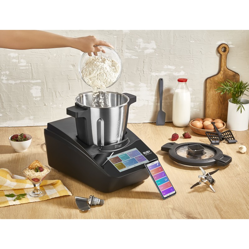 Robot de bucatarie Zilan ZLN9341 RUBY multifunctional Thermorobot, 1700W, 4.7L, Ecran color TFT cu touchscreen de 7 inch, 18 Functii, WiFi, Aplicatie mobila