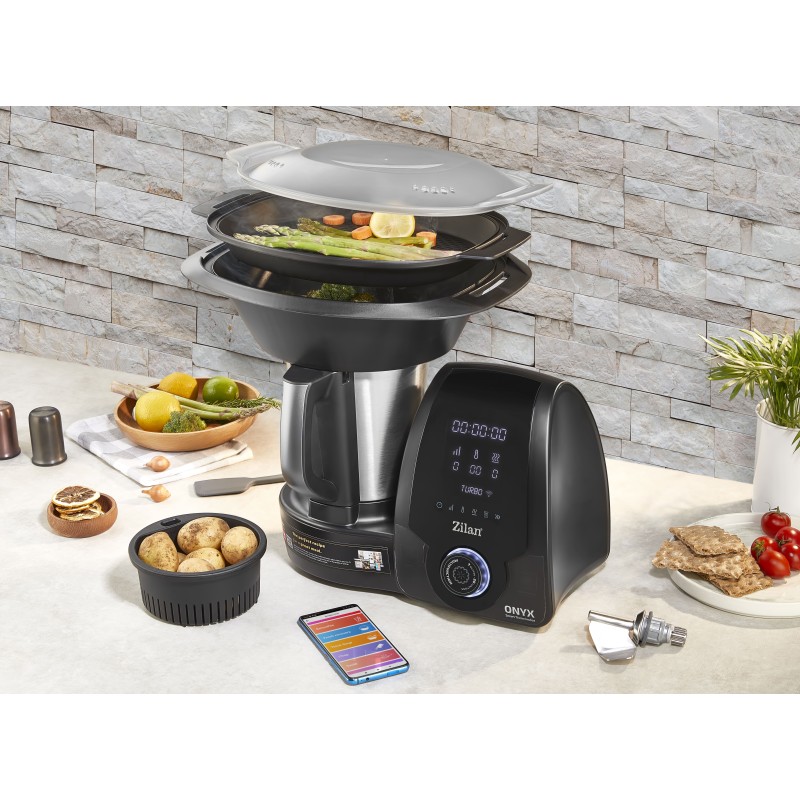 Robot de bucatarie Zilan ZLN9334 ONYX multifunctional Thermorobot, 1700W, Capacitate 3.3L, 30 de functii, Afisaj digital LED, aplicatie mobil