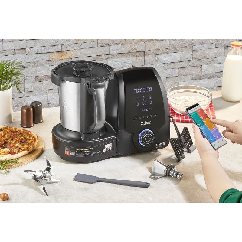Robot de bucatarie Zilan ZLN9334 ONYX multifunctional Thermorobot, 1700W, Capacitate 3.3L, 30 de functii, Afisaj digital LED, aplicatie mobil