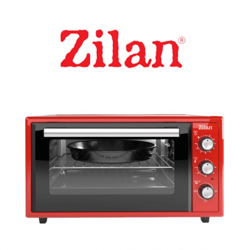 Cuptor electric Zilan ZLN5650, Putere 2000W, Capacitate 45L, Timer, Termostat, 3 trepte putere, interior emailat, Rosu