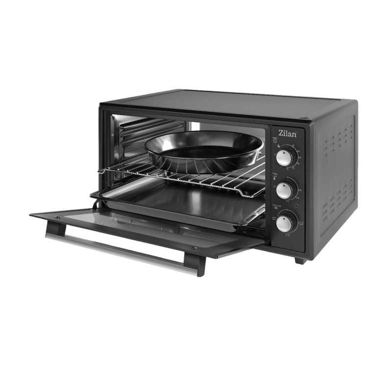 Cuptor electric Zilan ZLN5649, Putere 2000W, Capacitate 45L, Timer, Termostat, 3 trepte putere, interior emailat, Negru