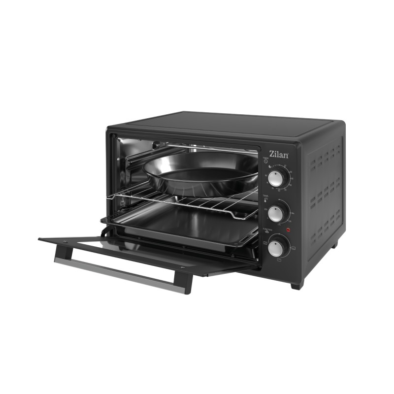 Cuptor electric Zilan ZLN5323 Gusto, Capacitate 35L, Temperatura maxima 250C, Timer, Element incalzire ascuns, Putere 1800W, Negru