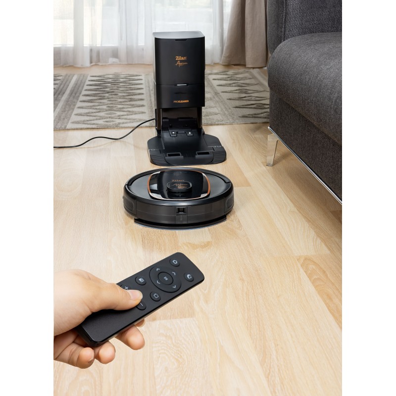 Aspirator robot Zilan ZLN5500 Aurum cu statie de colectare praf, Putere 600W, 3 trepte putere, baterie 3200mAh, Control Vocal, WiFi