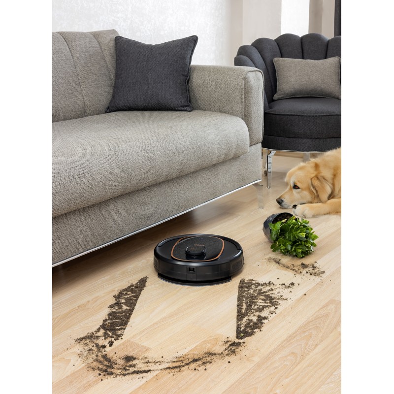 Aspirator robot Zilan ZLN5500 Aurum cu statie de colectare praf, Putere 600W, 3 trepte putere, baterie 3200mAh, Control Vocal, WiFi