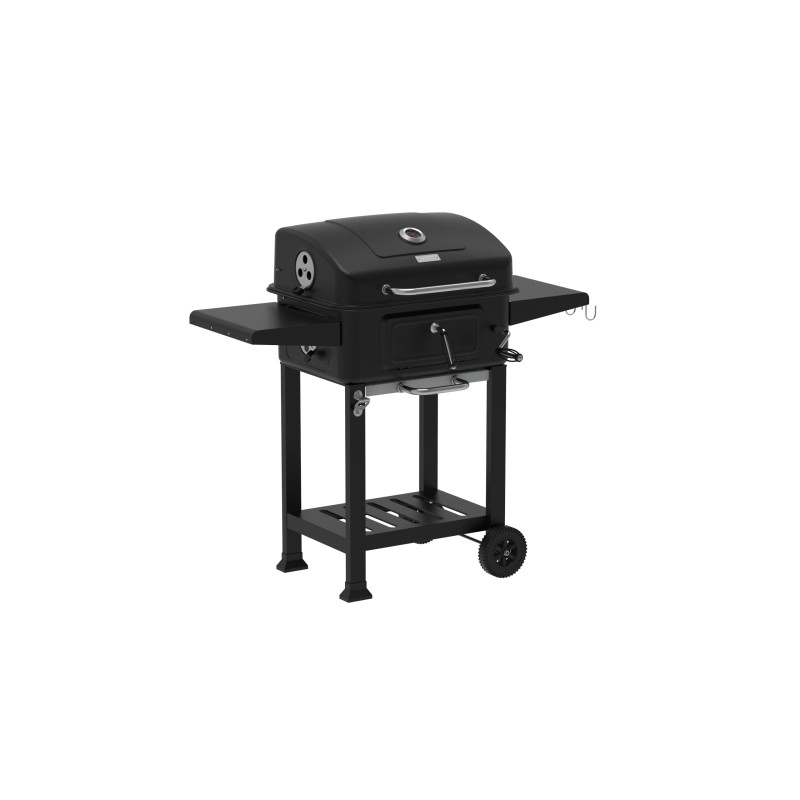 Gratar pentru exterior Zilan ZLN3574, Fabricat din materiale durabile, Grila de gatit 54x42.5 cm din otel cromat, Termometru incorporat, Mobilitate pe roti