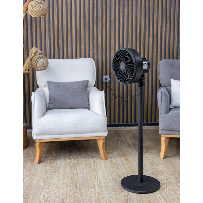 Circulator aer cu picior Zilan ZLN2556, Putere 65W, 3 trepte de viteza, Diametru grilaj 27 cm, Inaltime reglabila