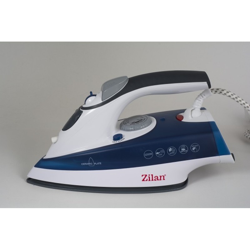 Fier de calcat talpa ceramica ZILAN ZLN-8082,Albastru Putere 2200W, calcare cu aburi si uscata, functie autocuratare,