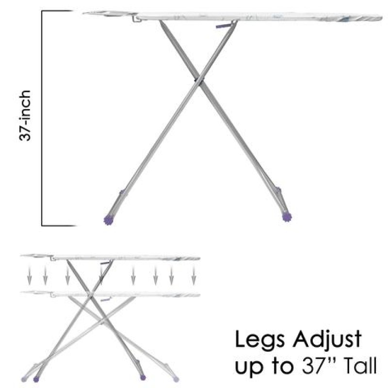 Masa de calcat ZILAN ZLN 7666, suprafata de lucru 110x33 cm, blat plasa metalica, suport pentru fierul de calcat