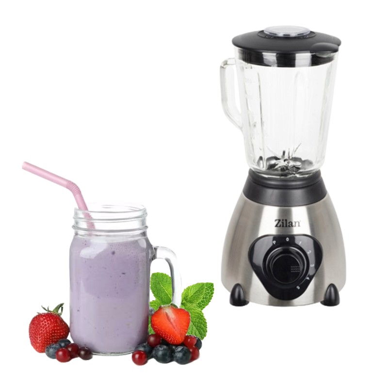Blender electric stativ ZİLAN ZLN-2782 ,capacitate 1.5 l , 5 viteze , 600W, cana din sticla