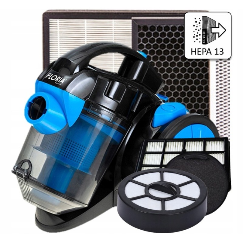 Aspirator fara sac FLORIA ZLN-3468,bleu-negru filtru HEPA 13, filtrare ciclonica, capacitate colectare 1.5L, putere 700W