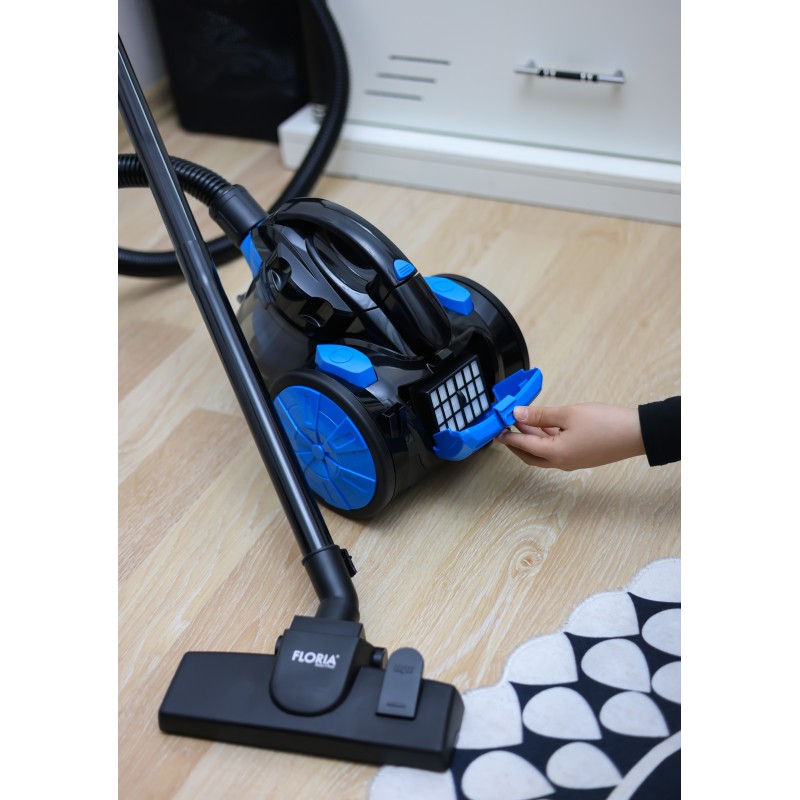 Aspirator fara sac FLORIA ZLN-3468,bleu-negru filtru HEPA 13, filtrare ciclonica, capacitate colectare 1.5L, putere 700W