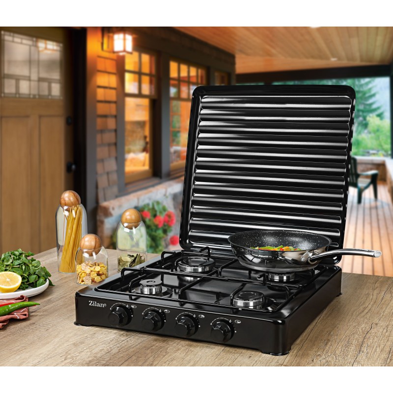 Aragaz 4 ochiuri ZILAN ZLN7079,Negru Alimentare GPL butelie,