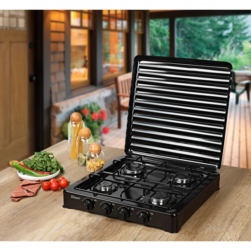 Aragaz 4 ochiuri ZILAN ZLN7079,Negru Alimentare GPL butelie,