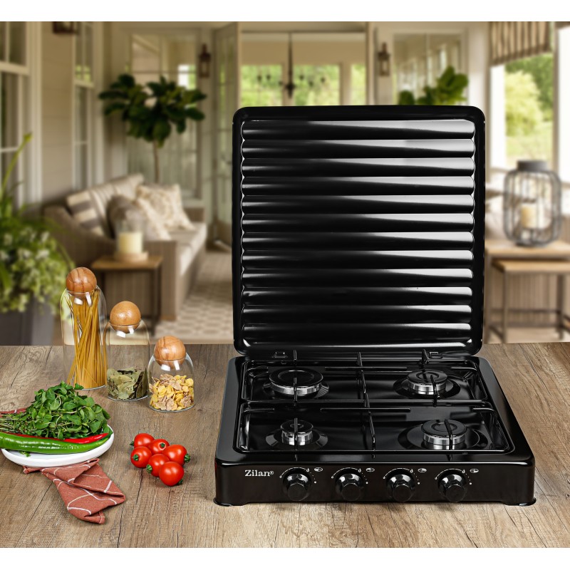 Aragaz 4 ochiuri ZILAN ZLN7079,Negru Alimentare GPL butelie,