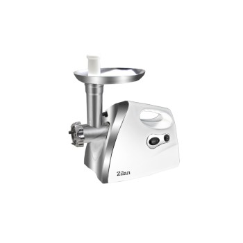 Masina de tocat carne ZILAN ZLN-7598,Alb 1200W, Tava si panou inox, Accesorii umplut carnati, Functie revers, 1.6kg/min,