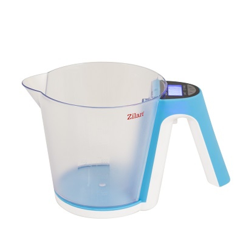 Cantar de bucatarie digital Zilan ZLN 7788,Albastru cu cana, capacitate 2 kg,