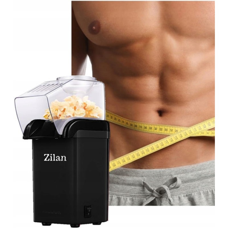 Aparat Pentru Popcorn Zilan ZLN-8045,Negru Putere 1200W, sistem cu jet de aer cald,