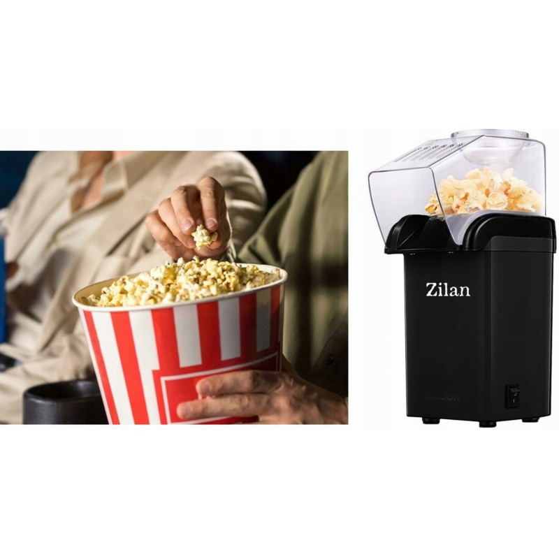 Aparat Pentru Popcorn Zilan ZLN-8045,Negru Putere 1200W, sistem cu jet de aer cald,