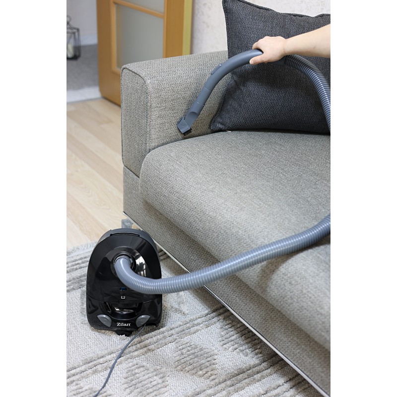 Aspirator cu sac ZILAN ZLN-8471,Negru Capacitate sac textil 2.0 l, Putere 1200W, Cordon electric retractabil 5 m