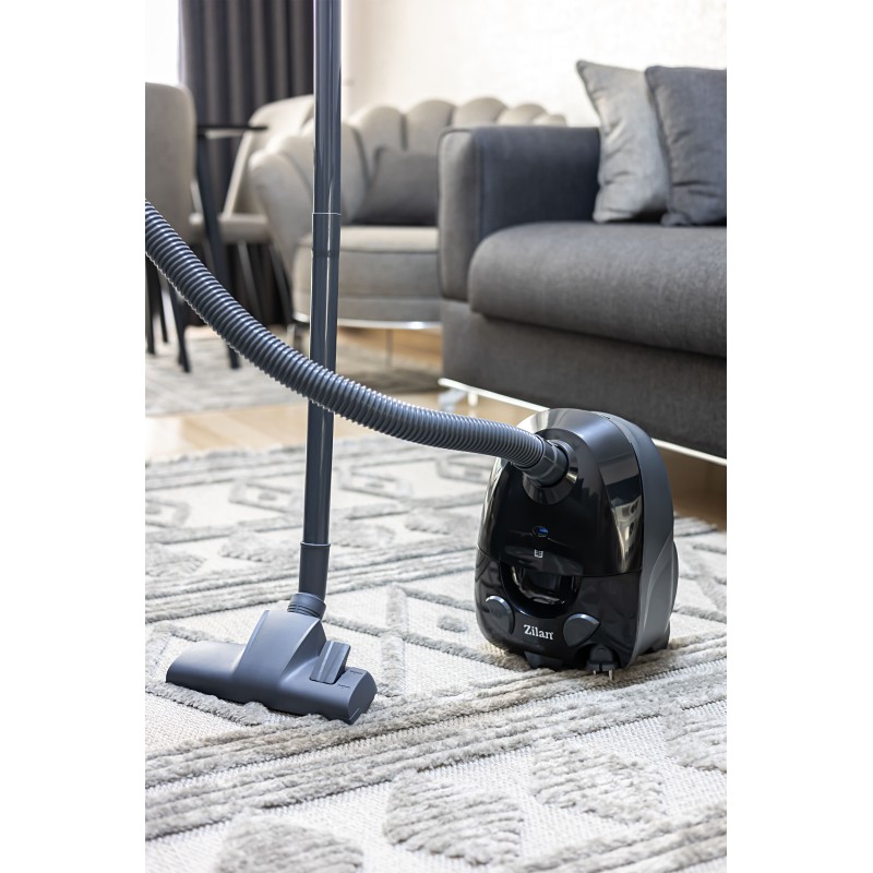 Aspirator cu sac ZILAN ZLN-8471,Negru Capacitate sac textil 2.0 l, Putere 1200W, Cordon electric retractabil 5 m